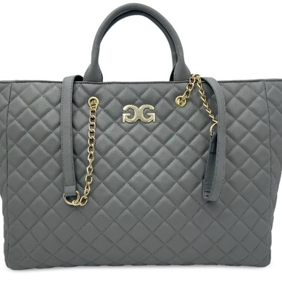 Gilda Paris Large Quilted Tote Grey with old Accents - Picture 4 of 5